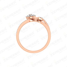 14K Gold Floral Diamond Ring for Women-Crossover Loop Design Sarafa Bazar India