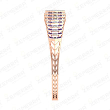 14K Gold Geometric Diamond Amethyst Open Bangle Bracelet Sarafa Bazar India