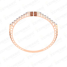 14K Gold Geometric Diamond Amethyst Open Bangle Bracelet Sarafa Bazar India