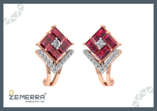 14K Gold with a Lab-grown Diamond Bali and Ruby Baguette cut Sarafa Bazar India
