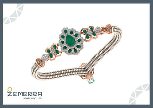 14K Green Stone Bracelets in Real Gold Sarafa Bazar India