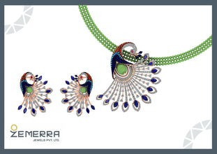 14K Peacock Diamond Pendant Sets Sarafa Bazar India