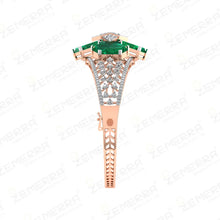 14K Premium Diamond-Studded Gold Bracelet with Green Stones Sarafa Bazar India