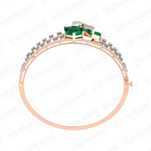 14K Premium Diamond-Studded Gold Bracelet with Green Stones Sarafa Bazar India
