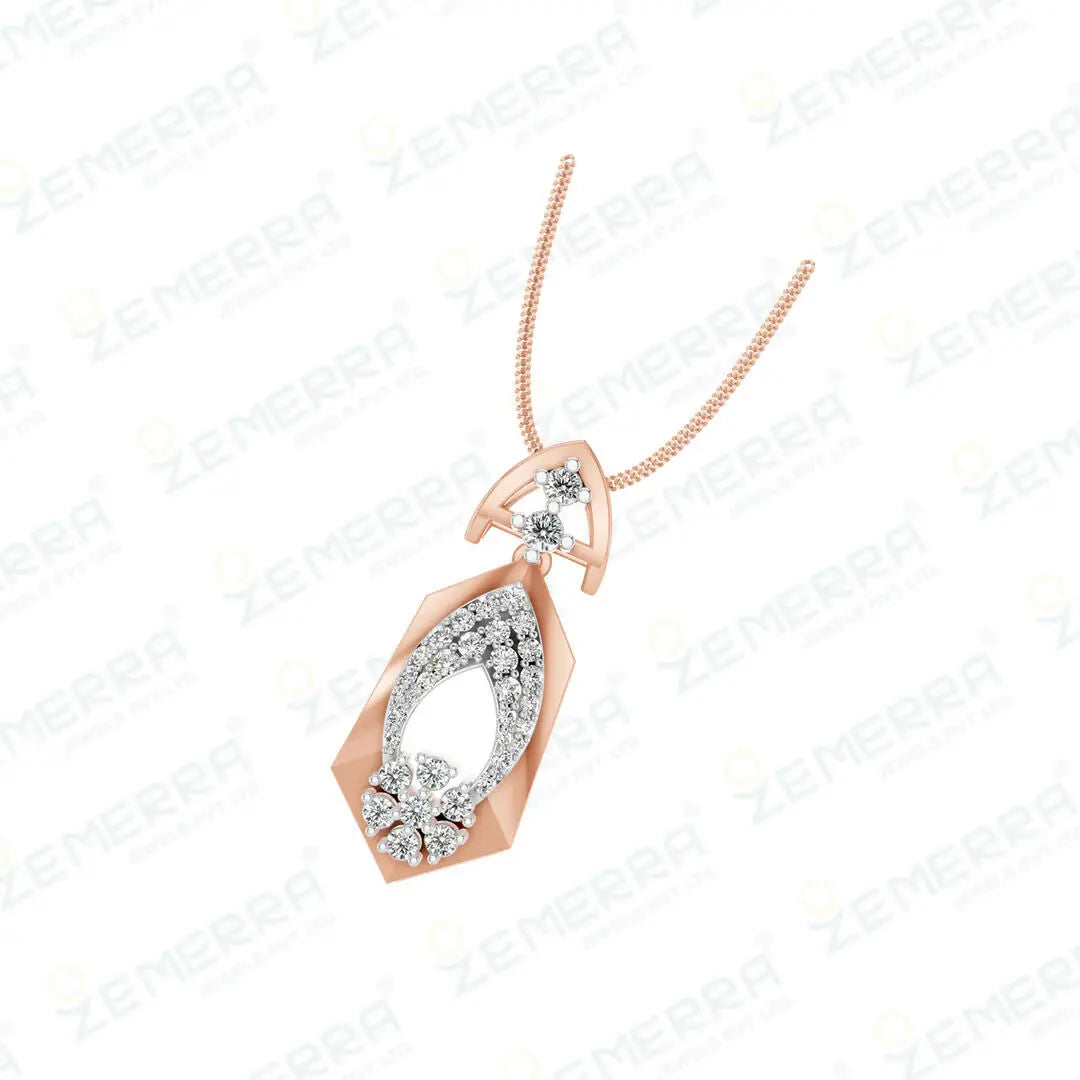 14K Real Gold & Natural Diamond Pendant Set Sarafa Bazar India