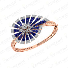 14K Rose Gold Blue Gemstone Diamond Floral Design Bracelets Sarafa Bazar India