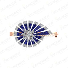 14K Rose Gold Blue Gemstone Diamond Floral Design Bracelets Sarafa Bazar India