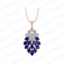 14K Rose Gold Blue Kite Stone Diamond Pendant Set For Women Sarafa Bazar India