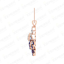 14K Rose Gold Blue Kite Stone Diamond Pendant Set For Women Sarafa Bazar India
