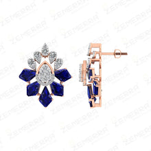 14K Rose Gold Blue Kite Stone Diamond Pendant Set For Women Sarafa Bazar India