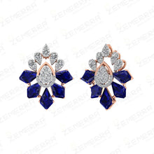 14K Rose Gold Blue Kite Stone Diamond Pendant Set For Women Sarafa Bazar India