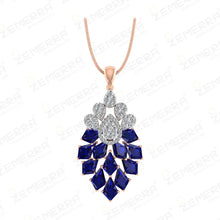 14K Rose Gold Blue Kite Stone Diamond Pendant Set For Women Sarafa Bazar India