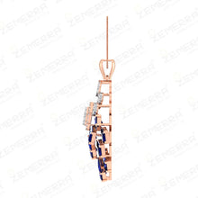 14K Rose Gold Blue Kite Stone Diamond Pendant Set For Women Sarafa Bazar India
