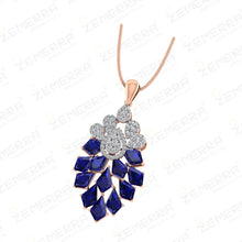 14K Rose Gold Blue Kite Stone Diamond Pendant Set For Women Sarafa Bazar India