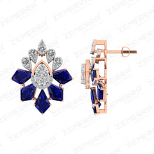 14K Rose Gold Blue Kite Stone Diamond Pendant Set For Women Sarafa Bazar India