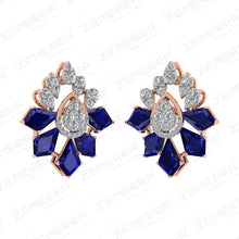 14K Rose Gold Blue Kite Stone Diamond Pendant Set For Women Sarafa Bazar India