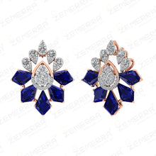 14K Rose Gold Blue Kite Stone Diamond Pendant Set For Women Sarafa Bazar India