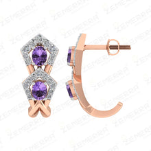 14K Rose Gold Diamond Amethyst Stone Bali Sarafa Bazar India