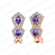 14K Rose Gold Diamond Amethyst Stone Bali Sarafa Bazar India
