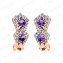 14K Rose Gold Diamond Amethyst Stone Bali Sarafa Bazar India