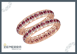 14K Rose Gold Diamond Bangles With Studded Stone Sarafa Bazar India