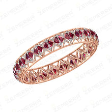 14K Rose Gold Diamond Bangles With Studded Stone Sarafa Bazar India