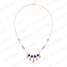 14K Rose Gold Diamond Blue Stone Victorian-style Pendant Sarafa Bazar India