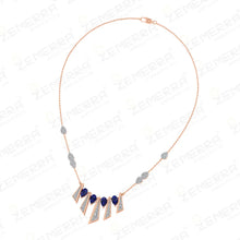 14K Rose Gold Diamond Blue Stone Victorian-style Pendant Sarafa Bazar India