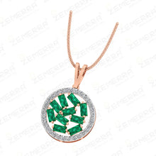 14K Rose Gold Diamond Circle Pendant With Buguette Stone Sarafa Bazar India