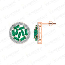 14K Rose Gold Diamond Circle Pendant With Buguette Stone Sarafa Bazar India