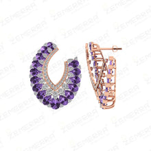 14K Rose Gold Diamond Earring With Amethyst Stone Sarafa Bazar India