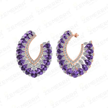 14K Rose Gold Diamond Earring With Amethyst Stone Sarafa Bazar India