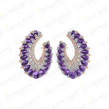 14K Rose Gold Diamond Earring With Amethyst Stone Sarafa Bazar India