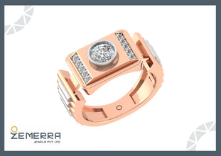 14K Rose Gold Diamond Men's Ring New Design Sarafa Bazar India