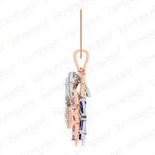 14K Rose Gold Diamond Pendant Set With Two Color Stone Sarafa Bazar India