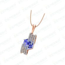 14K Rose Gold Diamond Pendant with Blue Gemstone Sarafa Bazar India