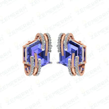 14K Rose Gold Diamond Pendant with Blue Gemstone Sarafa Bazar India