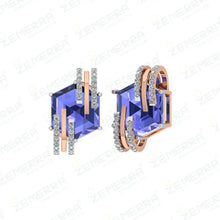 14K Rose Gold Diamond Pendant with Blue Gemstone Sarafa Bazar India