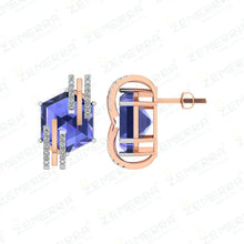 14K Rose Gold Diamond Pendant with Blue Gemstone Sarafa Bazar India