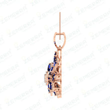 14K Rose Gold Diamond Pendent Set With Blue Stone Sarafa Bazar India