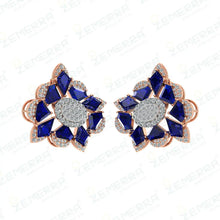 14K Rose Gold Diamond Pendent Set With Blue Stone Sarafa Bazar India