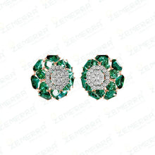 14K Rose Gold Diamond Pendent Set With Green Stone Sarafa Bazar India