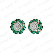 14K Rose Gold Diamond Pendent Set With Green Stone Sarafa Bazar India