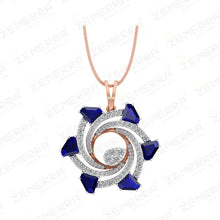 14K Rose Gold Diamond Spiral Pendant with Blue Sapphires Sarafa Bazar India