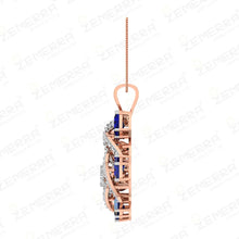 14K Rose Gold Diamond Spiral Pendant with Blue Sapphires Sarafa Bazar India