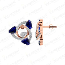 14K Rose Gold Diamond Spiral Pendant with Blue Sapphires Sarafa Bazar India