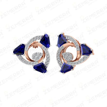 14K Rose Gold Diamond Spiral Pendant with Blue Sapphires Sarafa Bazar India