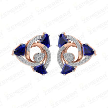 14K Rose Gold Diamond Spiral Pendant with Blue Sapphires Sarafa Bazar India