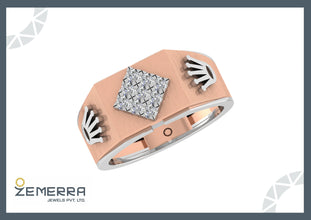 14K Rose Gold Diamond Studded Men's Rings Sarafa Bazar India