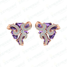 14K Rose Gold Diamond Unique Stud Earrings Sarafa Bazar India